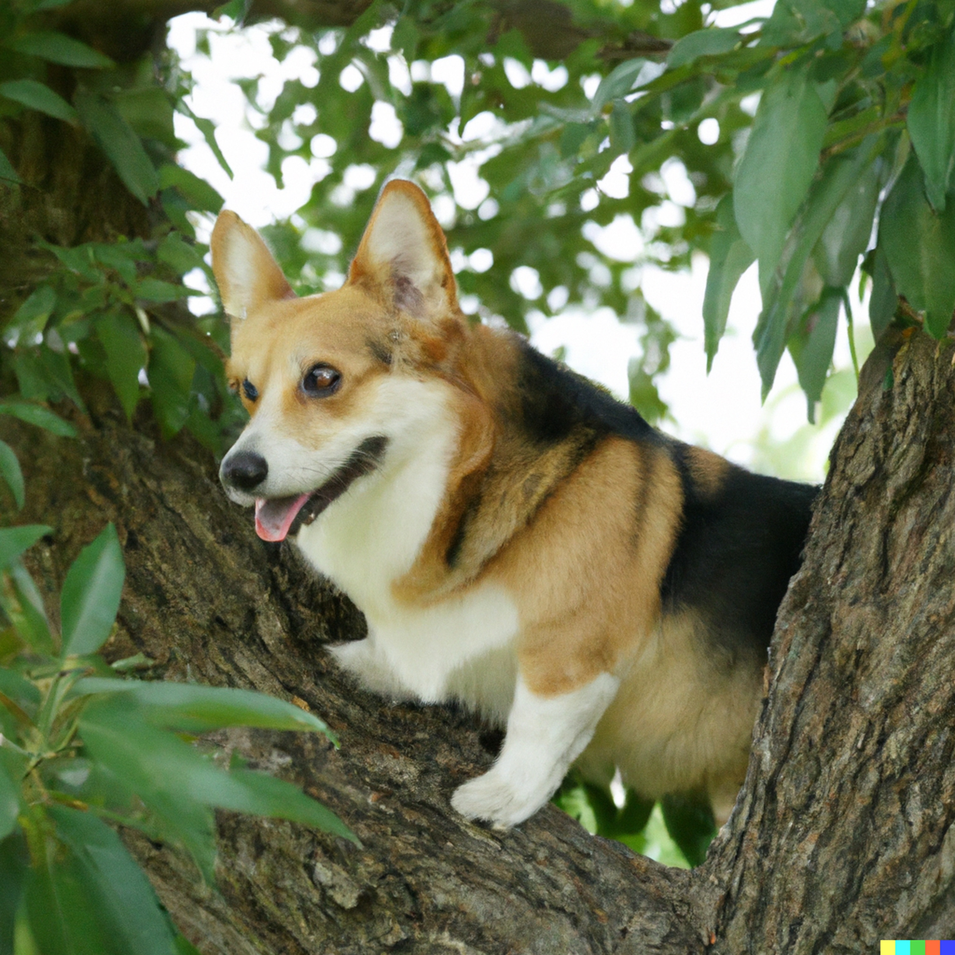 Corgi Up in a Tree